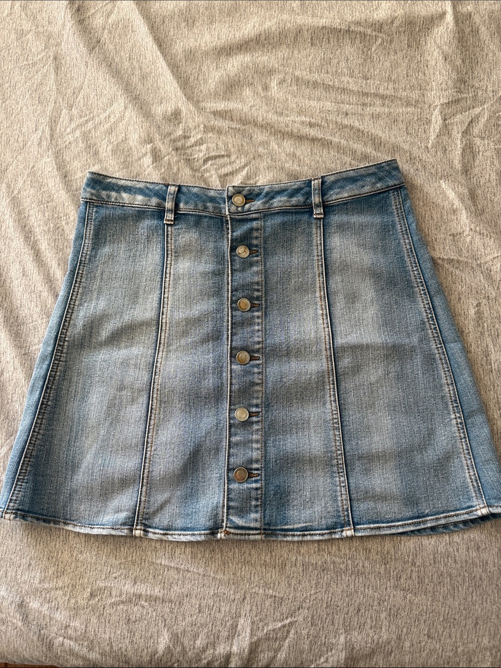Faded Glory Light Blue Button-Front Denim Mini Skirt